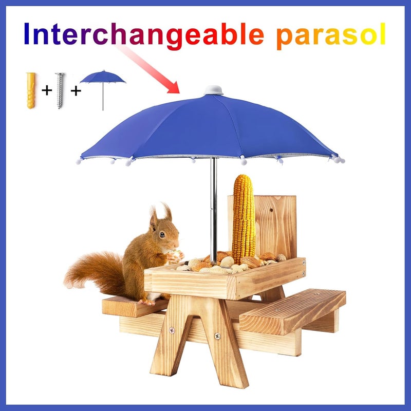 Gnodry Squirrel Picnic Table Feeder Replacement Mini Umbrella for Outside (Dark-Blue) - Image 3